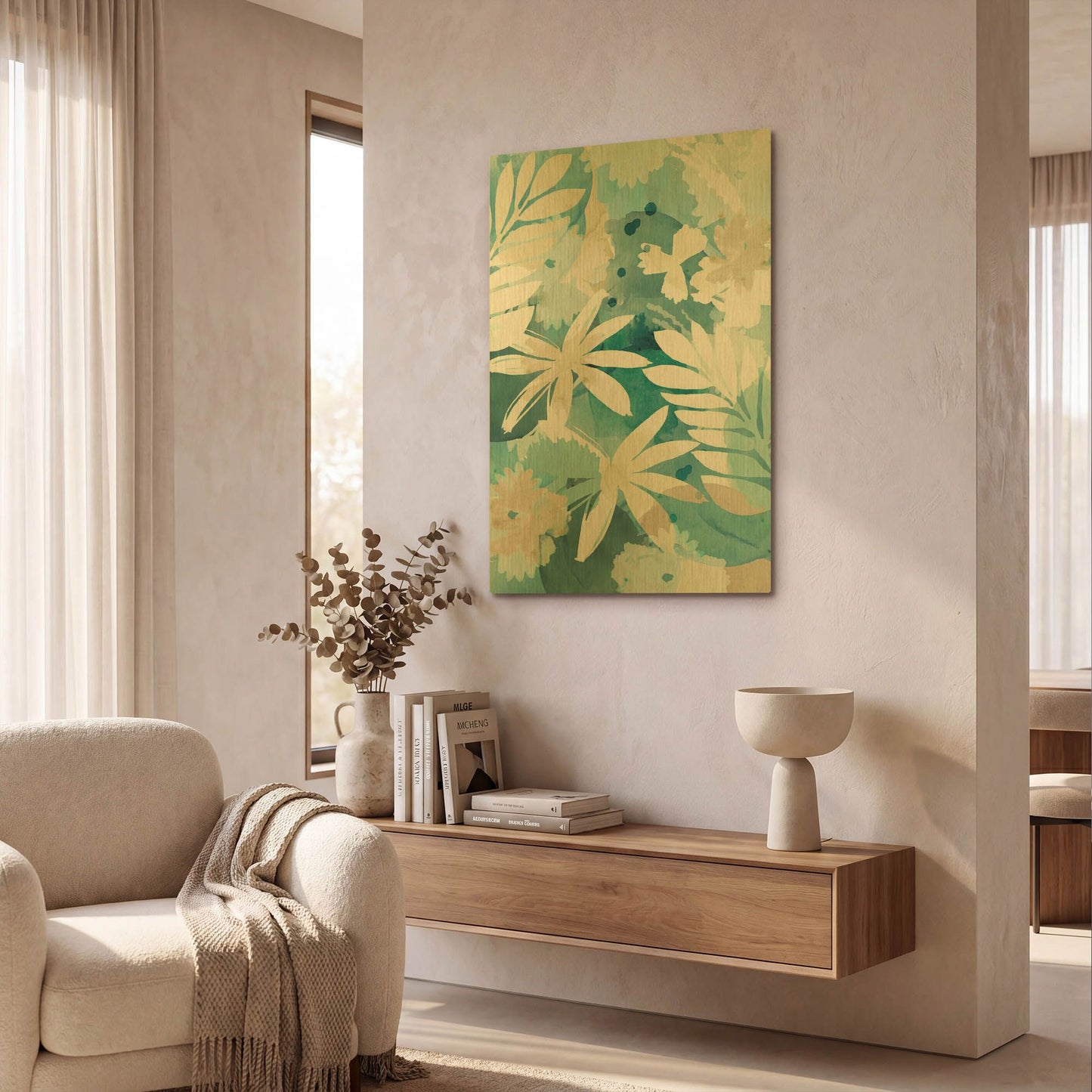 'Soft Blue Floral II' By Flora Kouta Gold Metal Wall Art