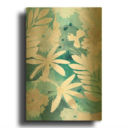 'Soft Blue Floral II' By Flora Kouta Gold Metal Wall Art