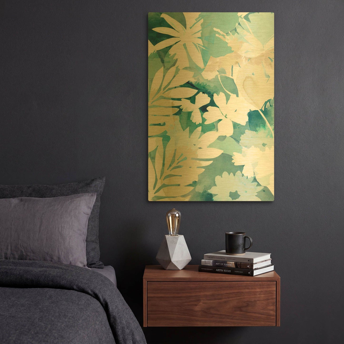 'Soft Blue Floral III' By Flora Kouta Gold Metal Wall Art