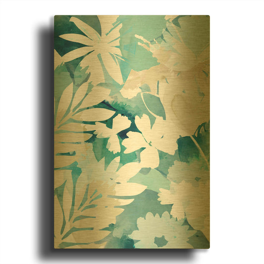 'Soft Blue Floral III' By Flora Kouta Gold Metal Wall Art