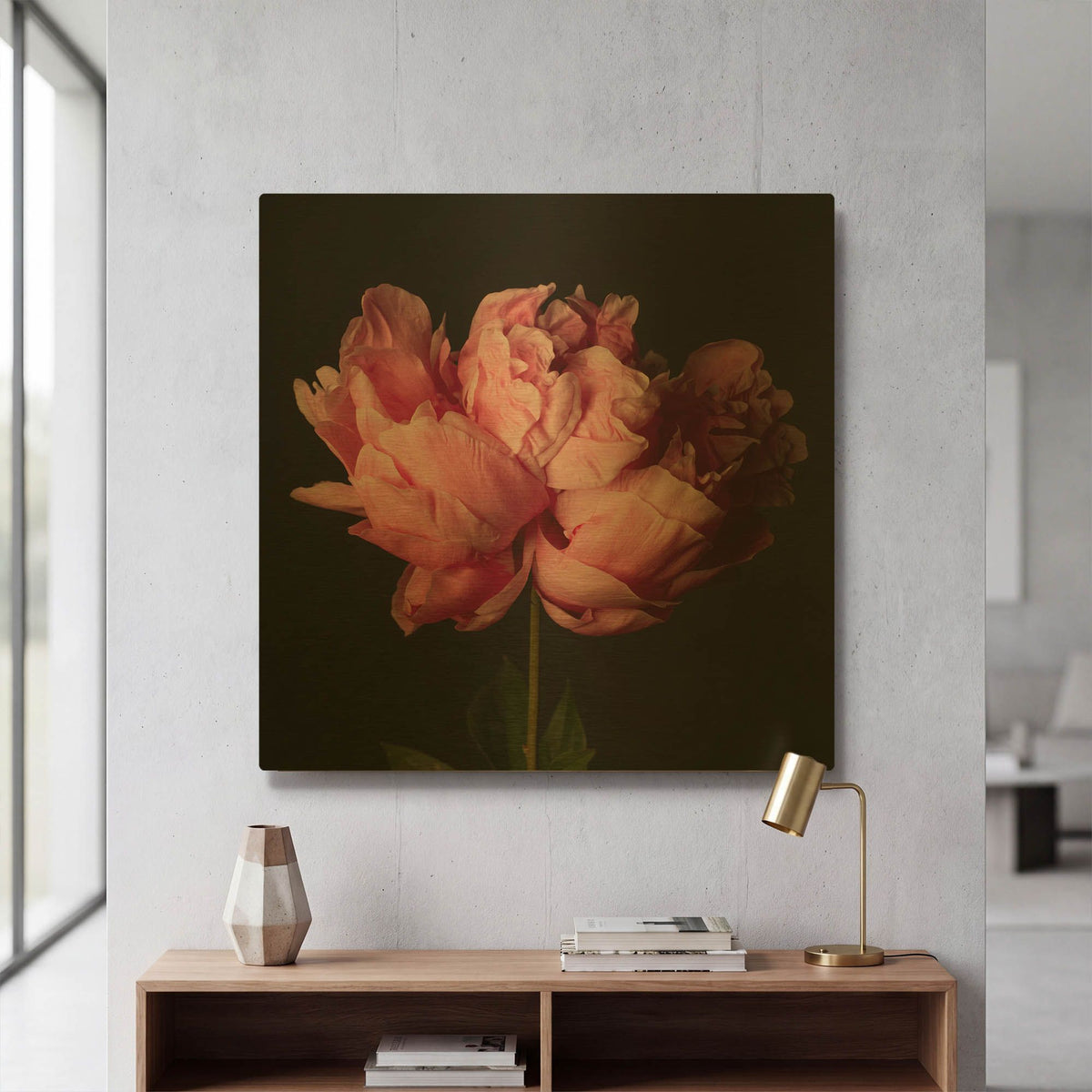 'Perfect Peony' By Leah McLean Gold Metal Wall Art