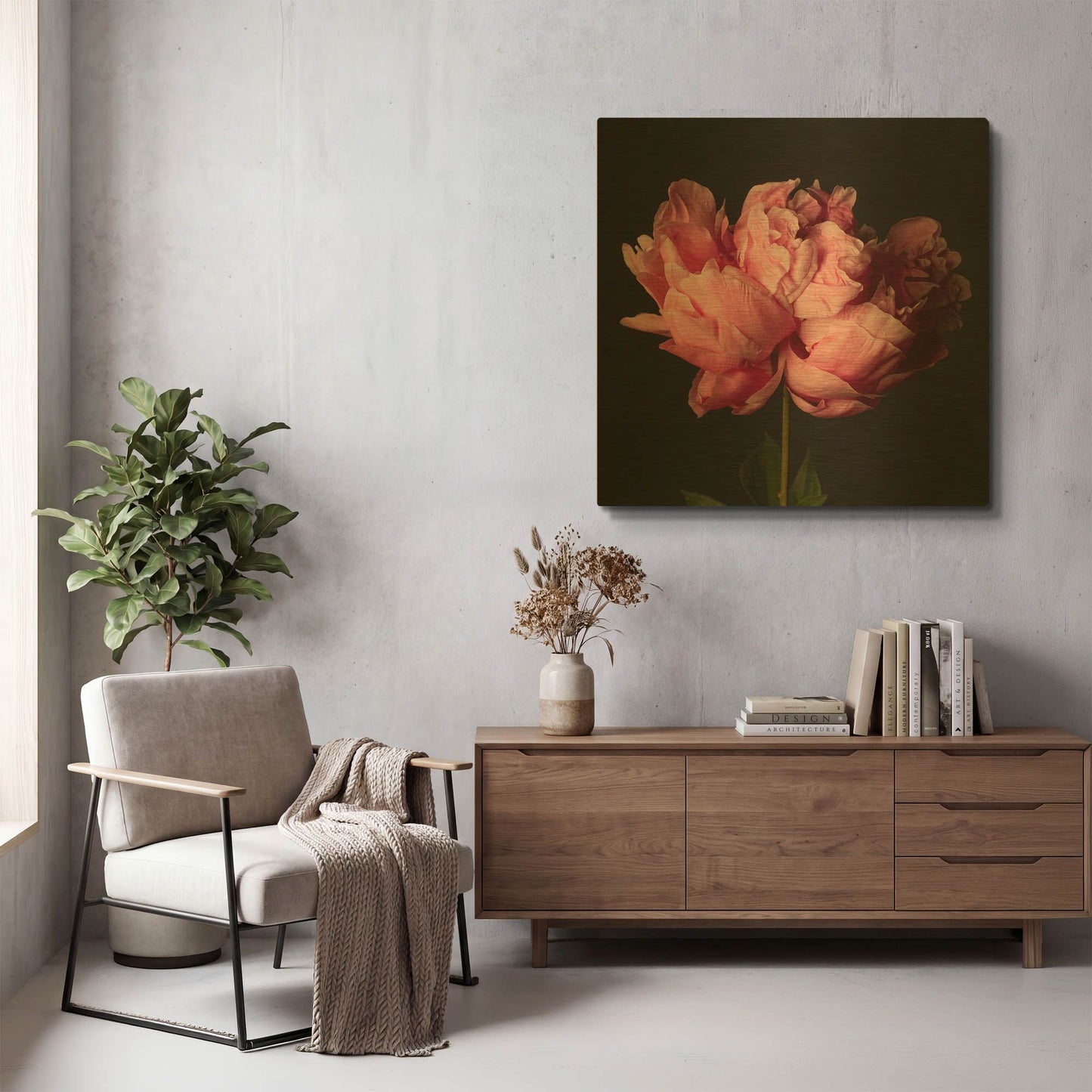 'Perfect Peony' By Leah McLean Gold Metal Wall Art