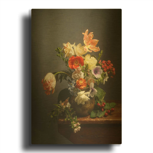 'A Study On Tulips' By Leah McLean Gold Metal Wall Art