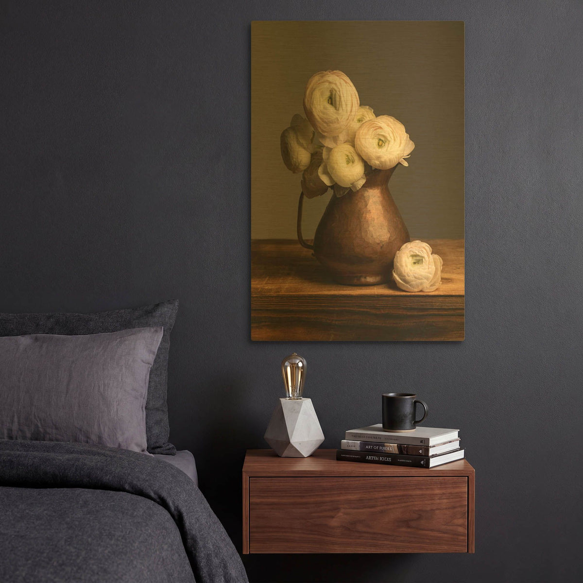'Pitcher Perfect Petals' By Leah McLean Gold Metal Wall Art