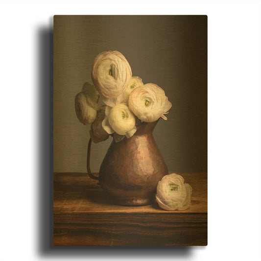 'Pitcher Perfect Petals' By Leah McLean Gold Metal Wall Art
