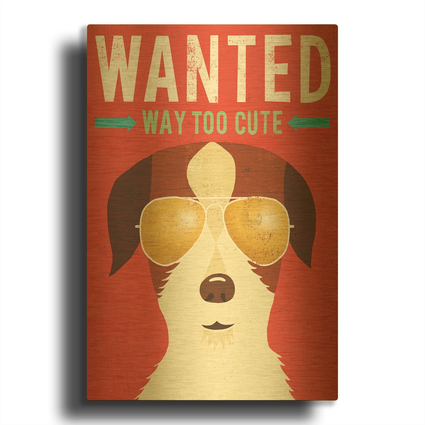 'Beach Bums Terrier I Wanted' By Michael Mullan Gold Metal Wall Art
