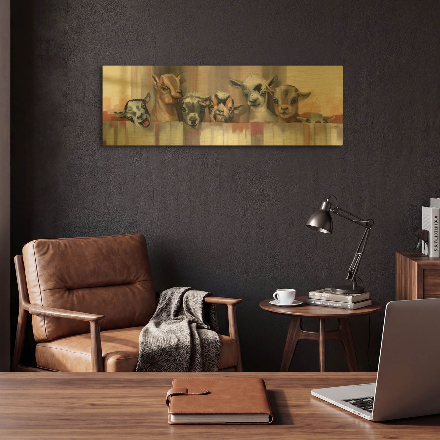 'Goat Party' By Louise Montillio Gold Metal Wall Art