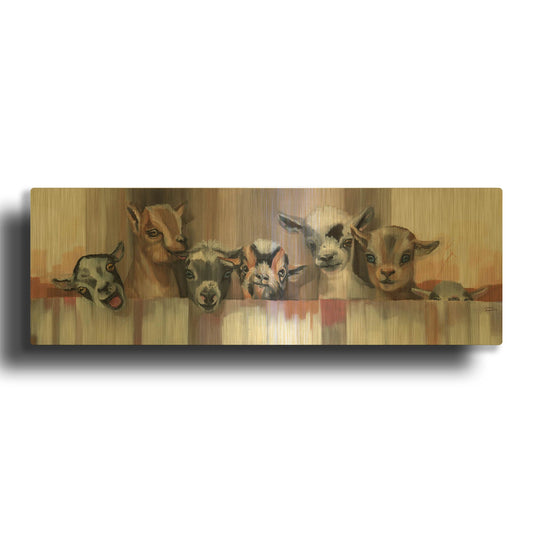 'Goat Party' By Louise Montillio Gold Metal Wall Art