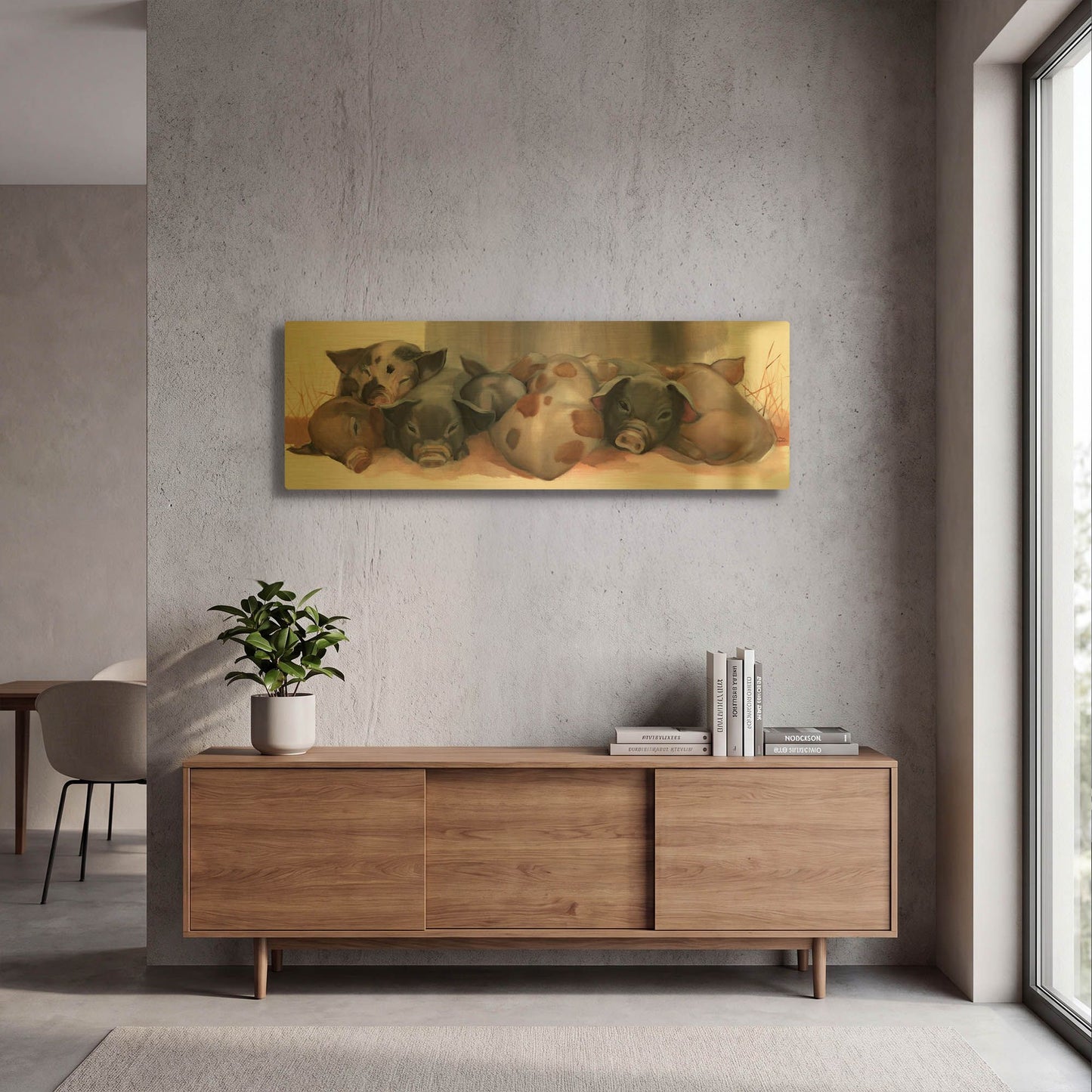 'Pig Pile' By Louise Montillio Gold Metal Wall Art