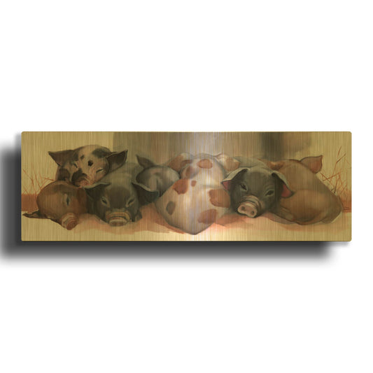 'Pig Pile' By Louise Montillio Gold Metal Wall Art
