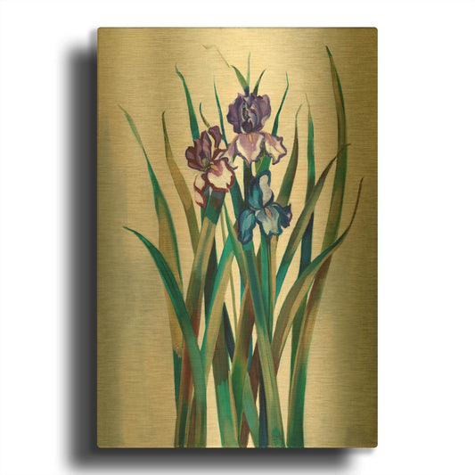 'Iris Jewels' By Louise Montillio Gold Metal Wall Art