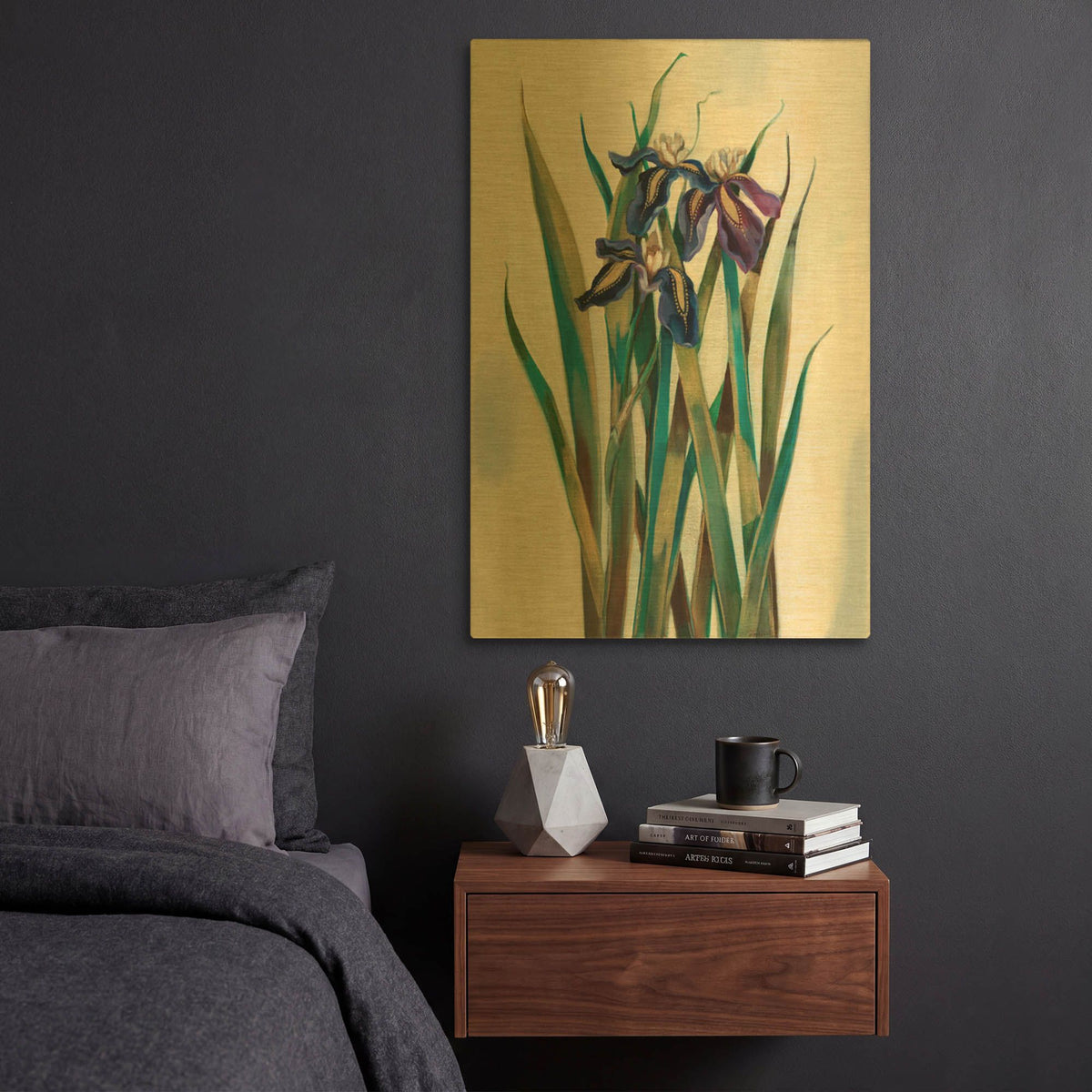 'Iris Inlay' By Louise Montillio Gold Metal Wall Art