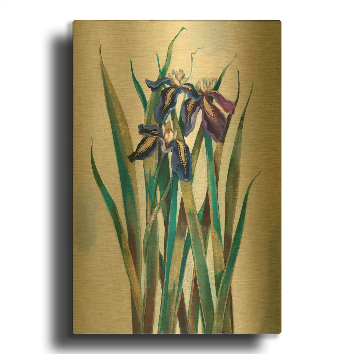 'Iris Inlay' By Louise Montillio Gold Metal Wall Art