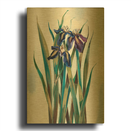'Iris Inlay' By Louise Montillio Gold Metal Wall Art