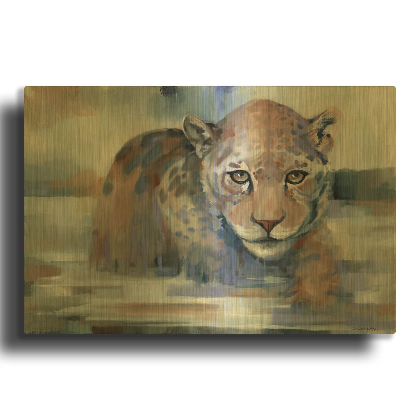 'Big Wet Kitty' By Louise Montillio Gold Metal Wall Art