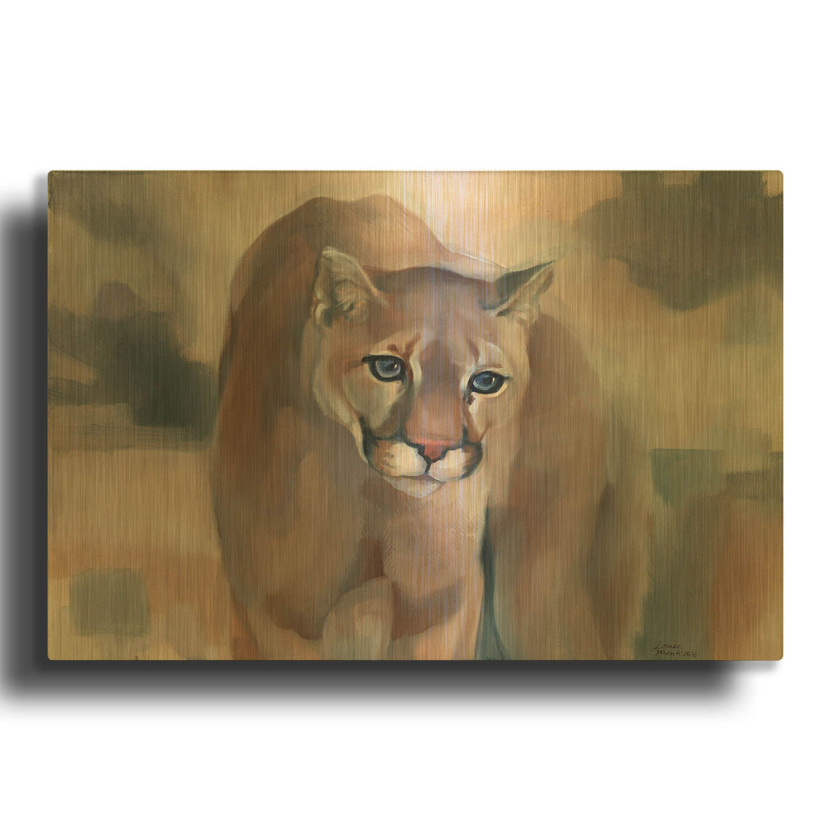 'Big Soft Kitty' By Louise Montillio Gold Metal Wall Art