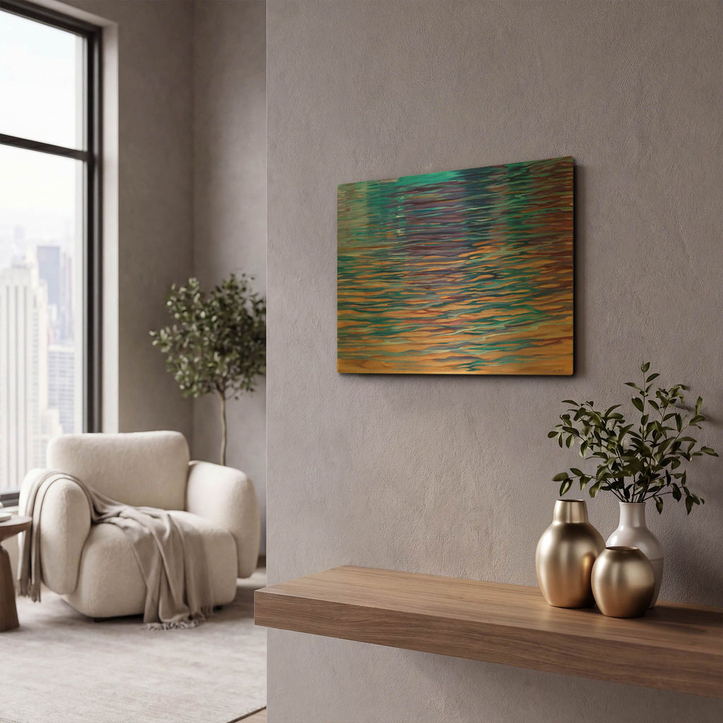 'Beachside Waterlight' By Louise Montillio Gold Metal Wall Art