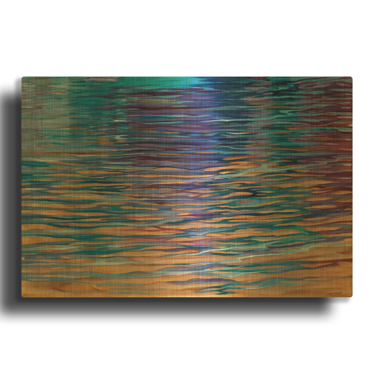 'Beachside Waterlight' By Louise Montillio Gold Metal Wall Art