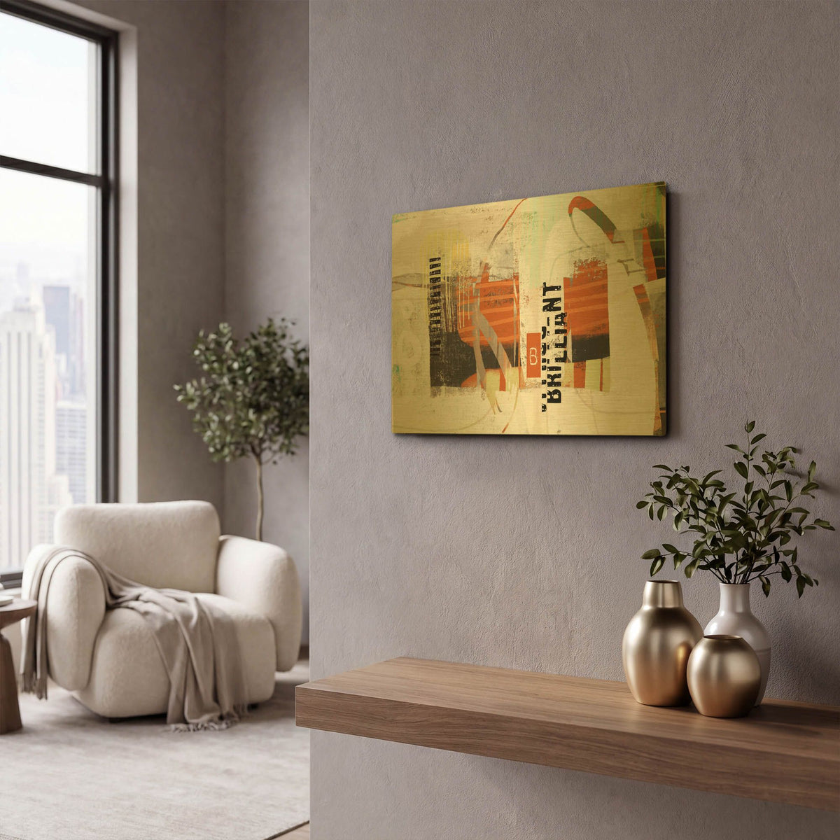 'Brillliant' By Delores Naskrent Gold Metal Wall Art