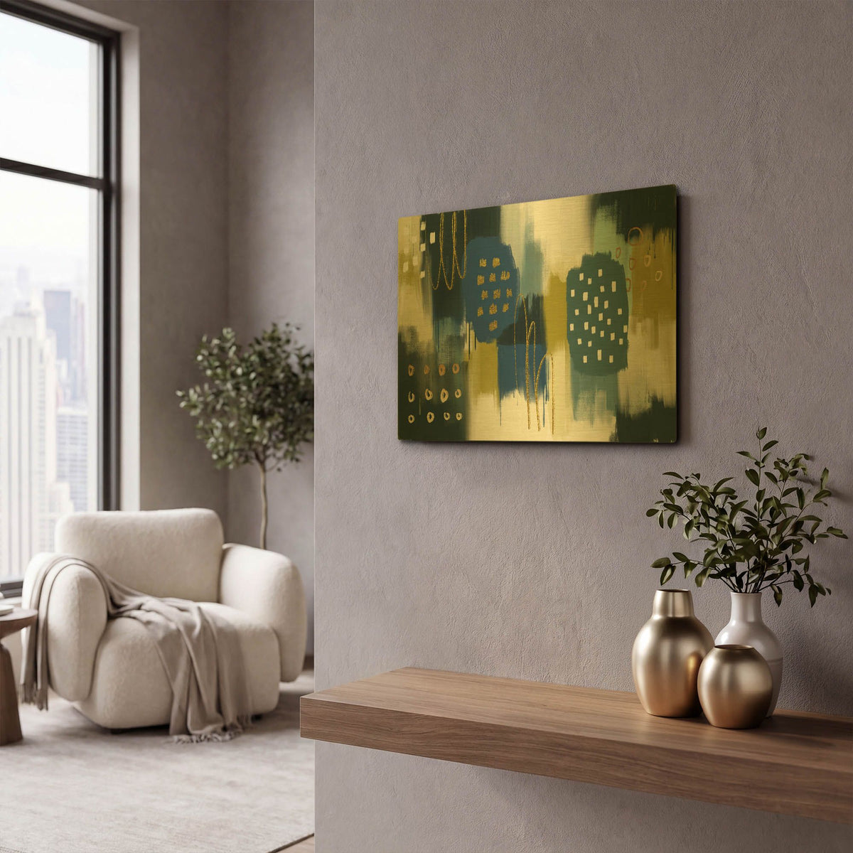 'Canna Verde' By Delores Naskrent Gold Metal Wall Art