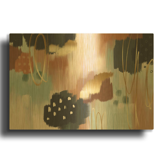 'Brookside Sage' By Delores Naskrent Gold Metal Wall Art