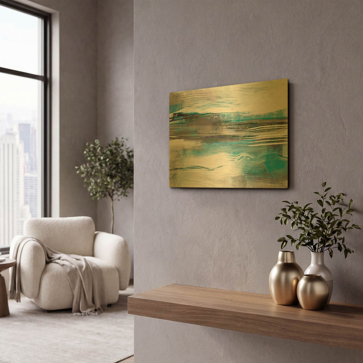 'Whispering Tide' By Delores Naskrent Gold Metal Wall Art