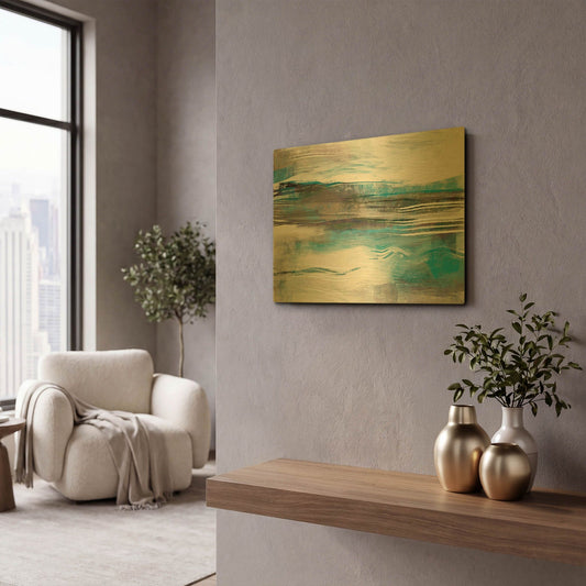 'Whispering Tide' By Delores Naskrent Gold Metal Wall Art