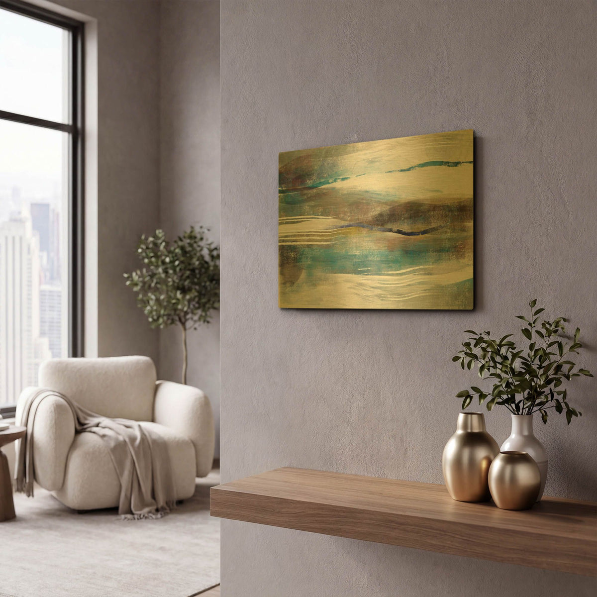 'Sea And Sand' By Delores Naskrent Gold Metal Wall Art