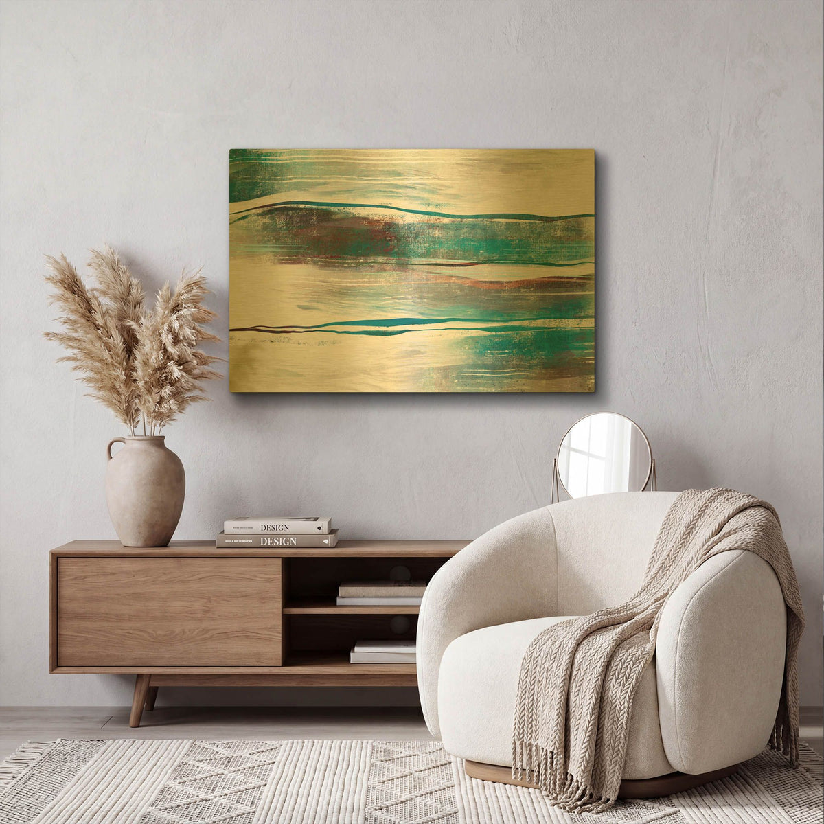 'Lapping Waves' By Delores Naskrent Gold Metal Wall Art