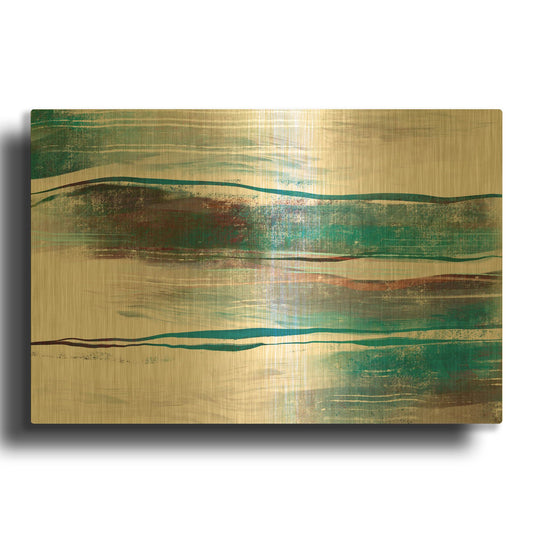 'Lapping Waves' By Delores Naskrent Gold Metal Wall Art