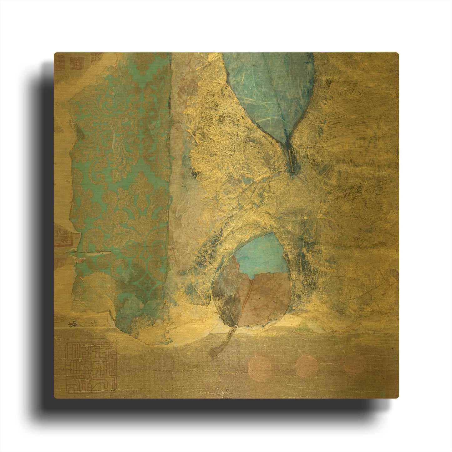 'Wabi-Sabi Leaf' By Elena Ray Gold Metal Wall Art