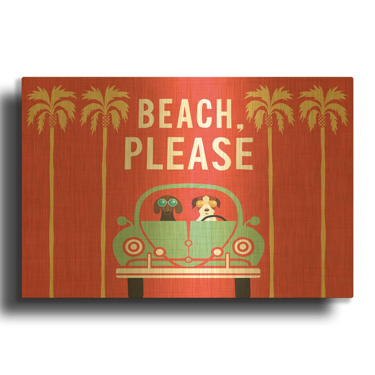 'Beach Bums Beetle I' By Michael Mullan Gold Metal Wall Art