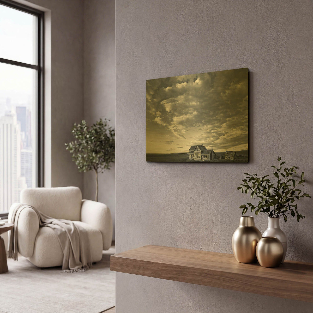 'The Old Homestead' By Don Schwartz Gold Metal Wall Art