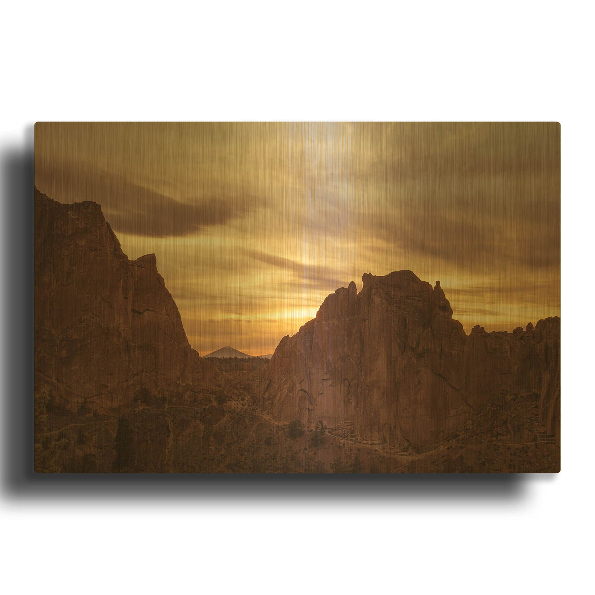 'Sunset On The Rocks' By Don Schwartz Gold Metal Wall Art