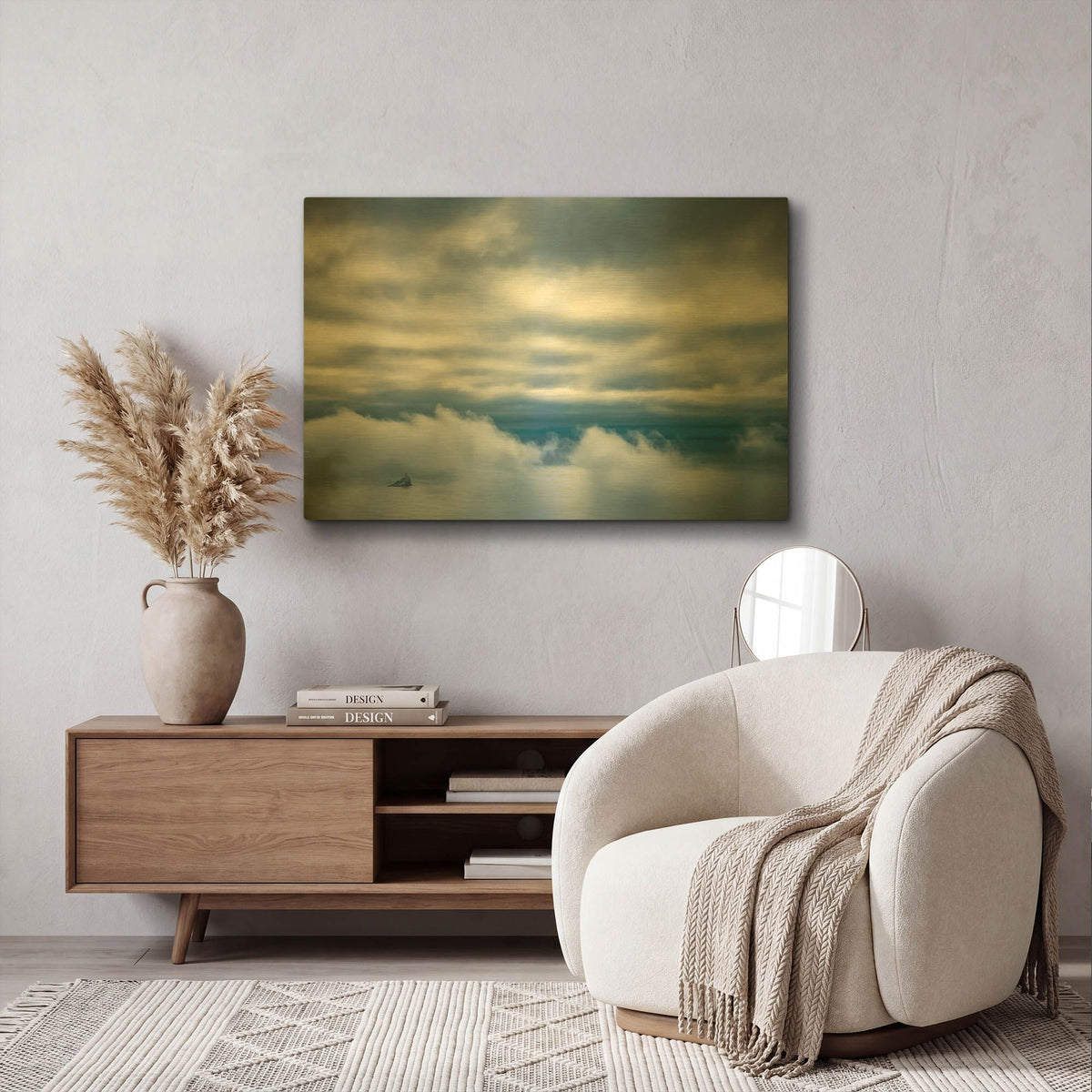 'Lighthouse In The Bay' By Don Schwartz Gold Metal Wall Art