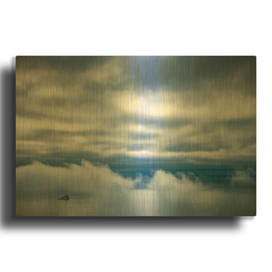 'Lighthouse In The Bay' By Don Schwartz Gold Metal Wall Art