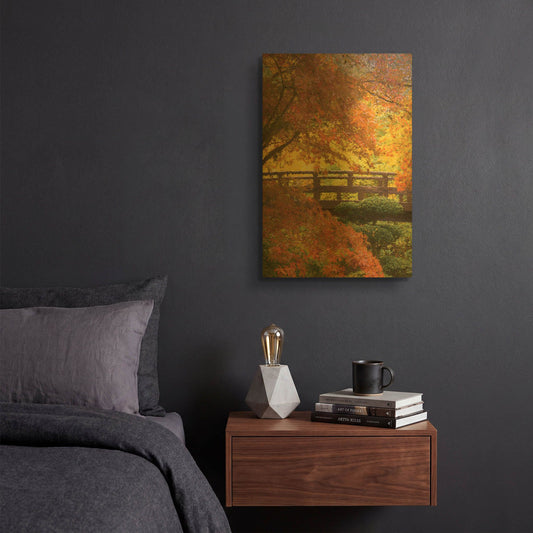 'Garden Bridge' By Don Schwartz Gold Metal Wall Art