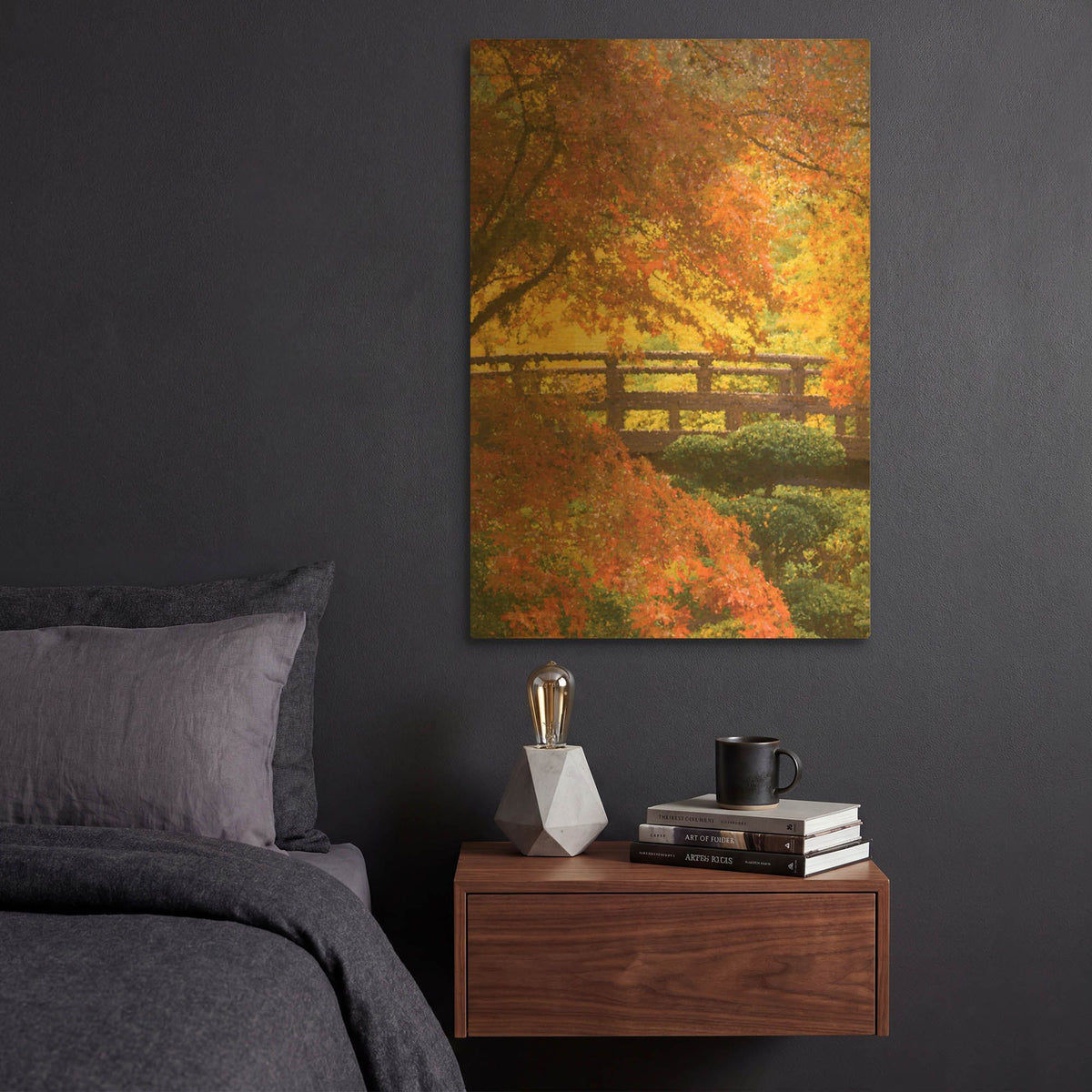 'Garden Bridge' By Don Schwartz Gold Metal Wall Art