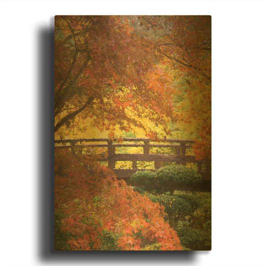 'Garden Bridge' By Don Schwartz Gold Metal Wall Art