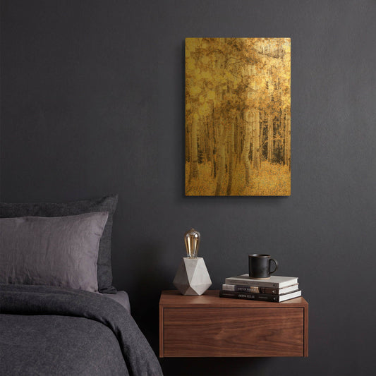 'Aspens In Late Autumn' By Don Schwartz Gold Metal Wall Art