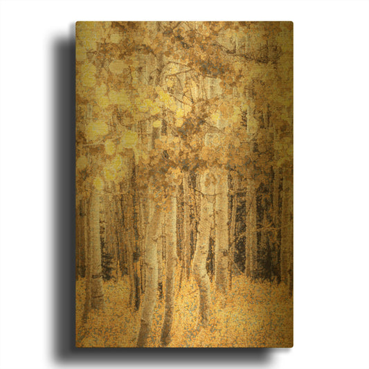 'Aspens In Late Autumn' By Don Schwartz Gold Metal Wall Art