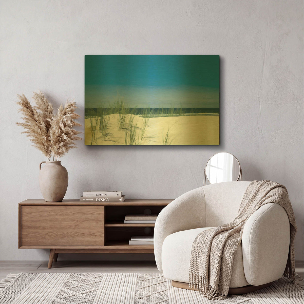 'Sunlit Coastal Dunes' By Don Schwartz Gold Metal Wall Art