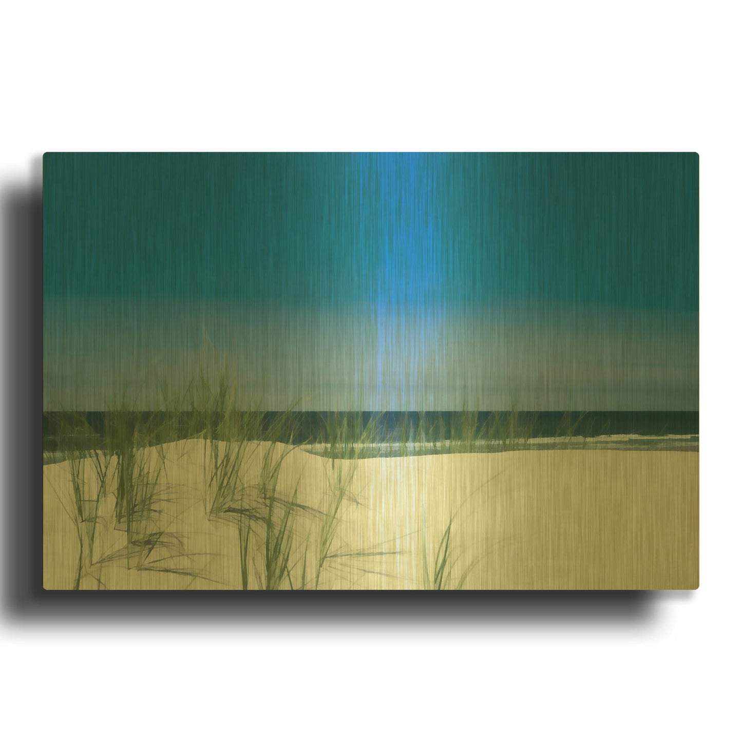 'Sunlit Coastal Dunes' By Don Schwartz Gold Metal Wall Art