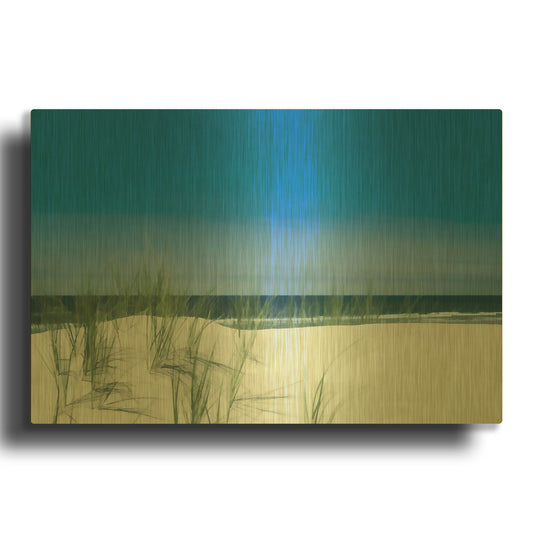 'Sunlit Coastal Dunes' By Don Schwartz Gold Metal Wall Art