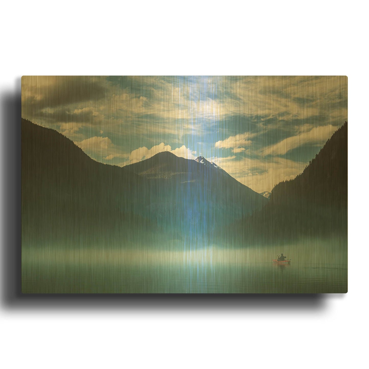 'Paddling Into The Mist' By Don Schwartz Gold Metal Wall Art