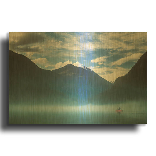 'Paddling Into The Mist' By Don Schwartz Gold Metal Wall Art