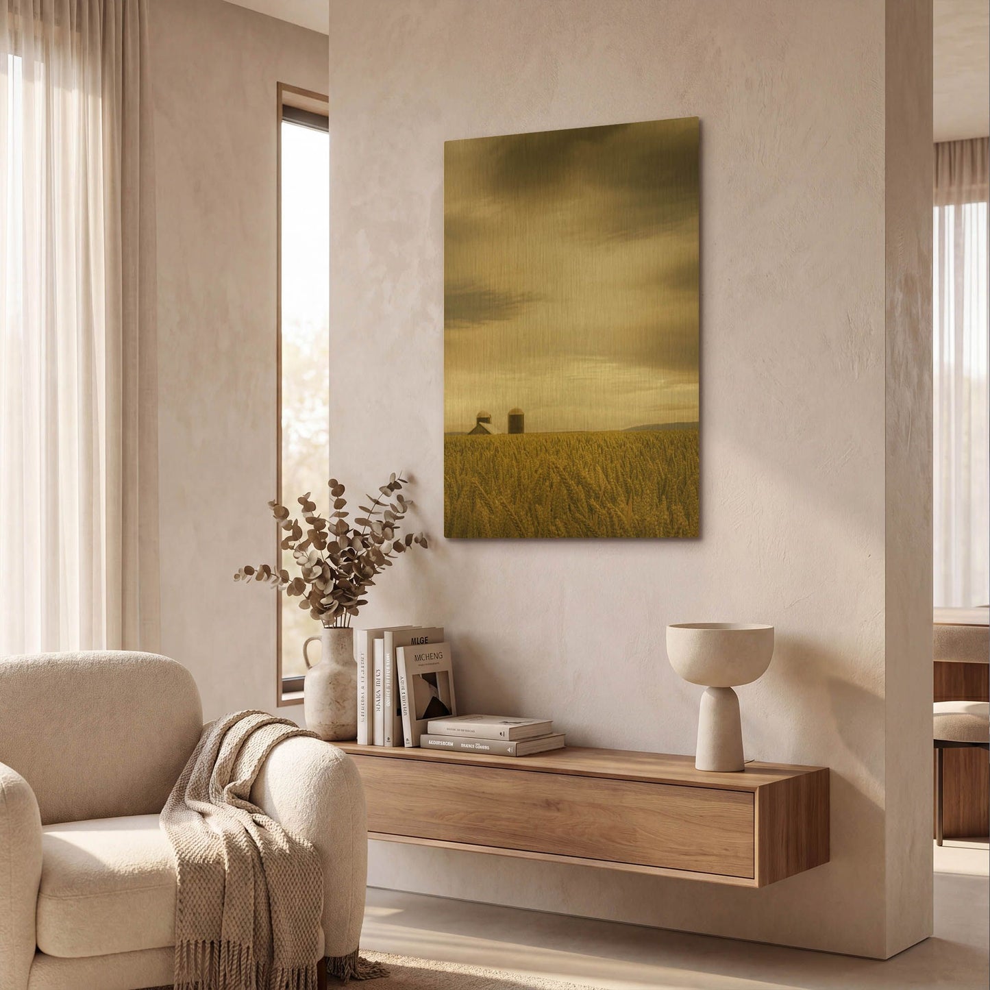 'Across The Wheat Field' By Don Schwartz Gold Metal Wall Art