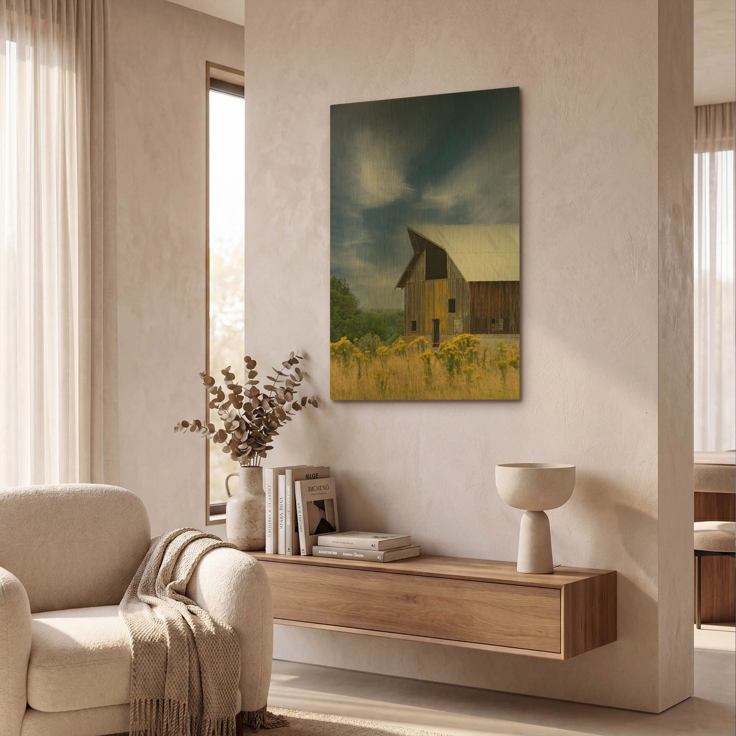 'Old Barn In A Summer Field' By Don Schwartz Gold Metal Wall Art