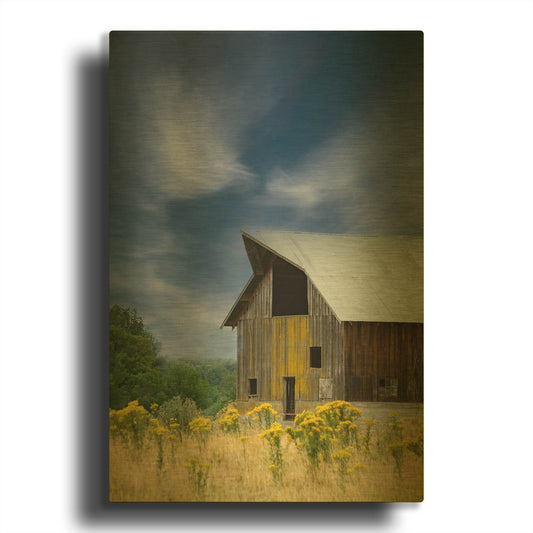 'Old Barn In A Summer Field' By Don Schwartz Gold Metal Wall Art