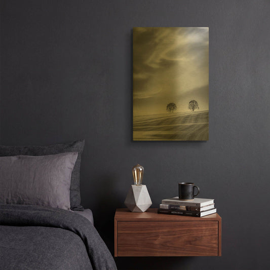 'Two Trees On A Hillside' By Don Schwartz Gold Metal Wall Art